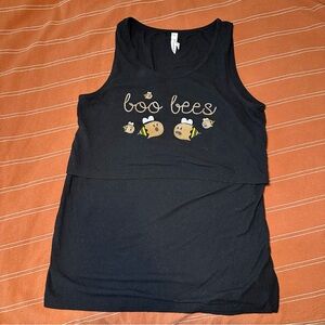 Black ribbed Boo Bees nursing Tank Top latched mama XL